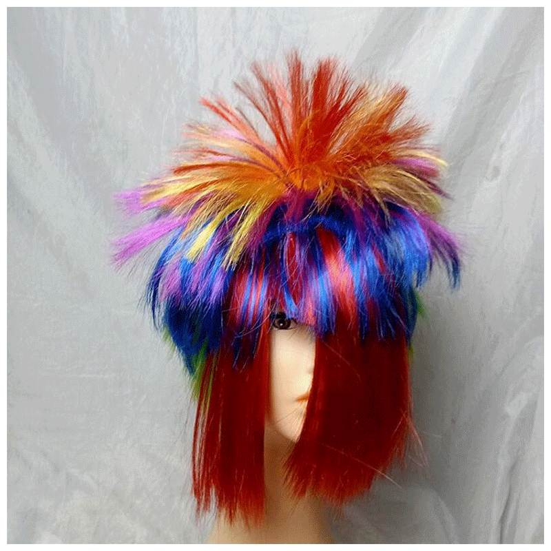 天使丝丝 表演道具搞笑葬爱家族杀马特彩色假发男女非主流直播毕业