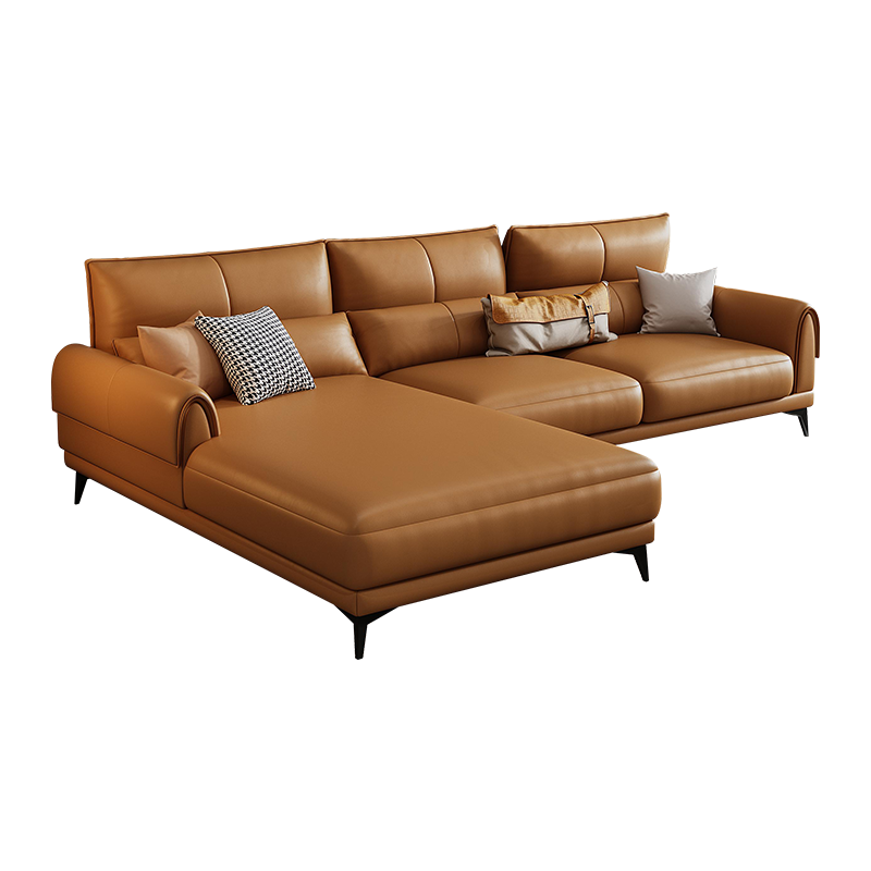 梵爱沙发真皮沙发意式极简纳帕皮大小户型客厅整装家具 双人位+贵妃(约2.76米) 舒适版-(桉木框架+海绵座包)