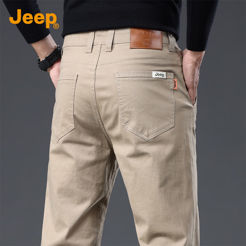 JEEP高端男士休闲裤男2025秋冬新款商务宽松直筒裤纯棉潮牌长裤子男裤