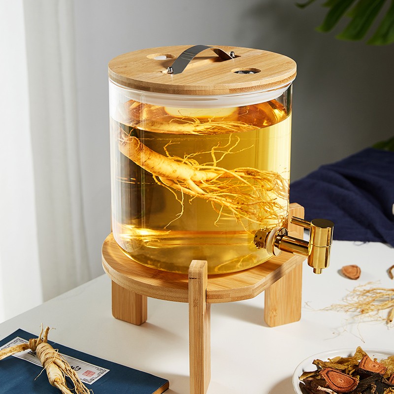 美斯尼 玻璃凉水壶茶水间水缸泡酒瓶泡酒坛玻璃缸家用酿酒密封药酒
