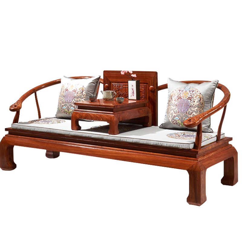 正荣府 红木家具非洲花梨(学名:刺猬紫檀)罗汉床 全实木沙发床 中式贵妃榻躺椅情侣椅 和雅罗汉床+炕几