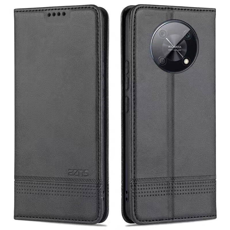 纽为适用华为nzone50pro手机壳N磁吸Zone50por牛纹SP210保护5G翻盖皮套中国移动 【静夜黑】+全屏膜 中国移动NZONE 50 Pro