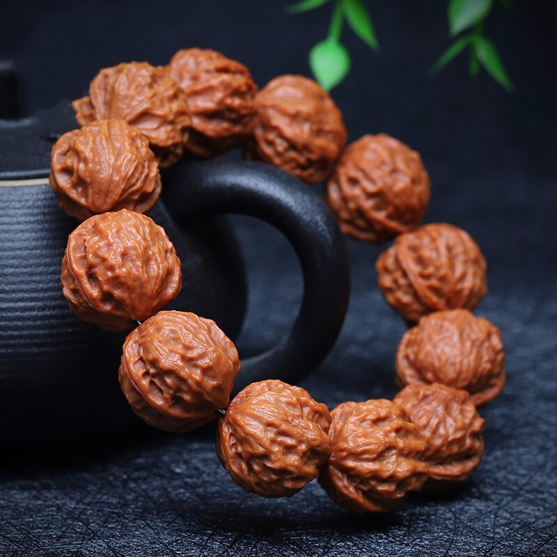 蛤蟆头核桃手串正圆 钢丝刷打底 秋子文玩单圈手串男 20mm蛤蟆头手串