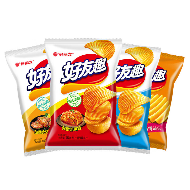 好友趣好丽友薯片薯片45g*10包整箱蜂蜜奶油韩国泡菜味 (推荐)混合