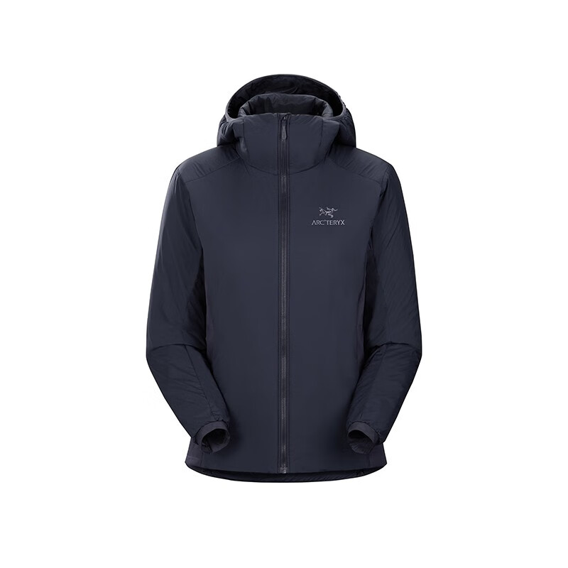 始祖鸟（ARC’TERYX）女士棉服 ATOM HOODY 阿童木 户外轻量保暖 防风连帽外套 黑蓝/Black Sapphire M