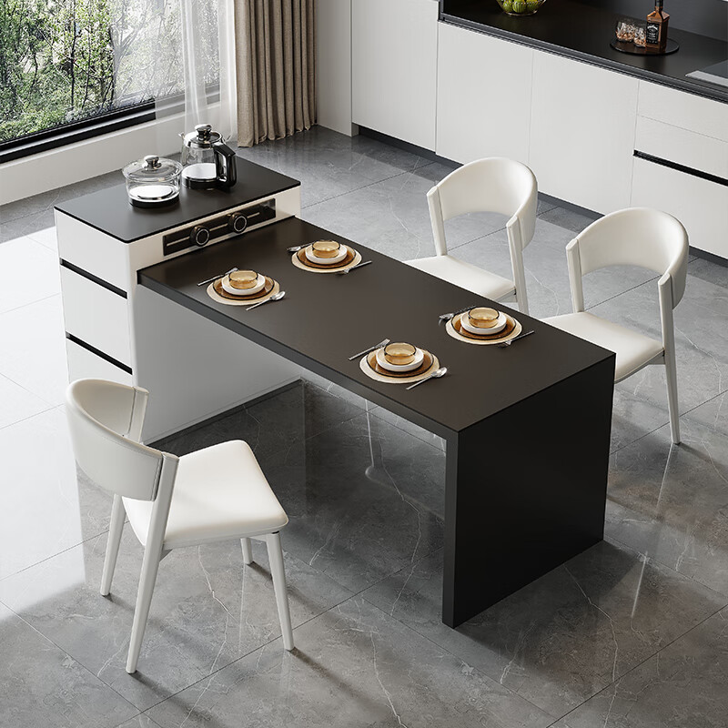 郝客来(haokelai)岩板岛台餐桌一体法式餐厅家用小导台加餐桌一体可