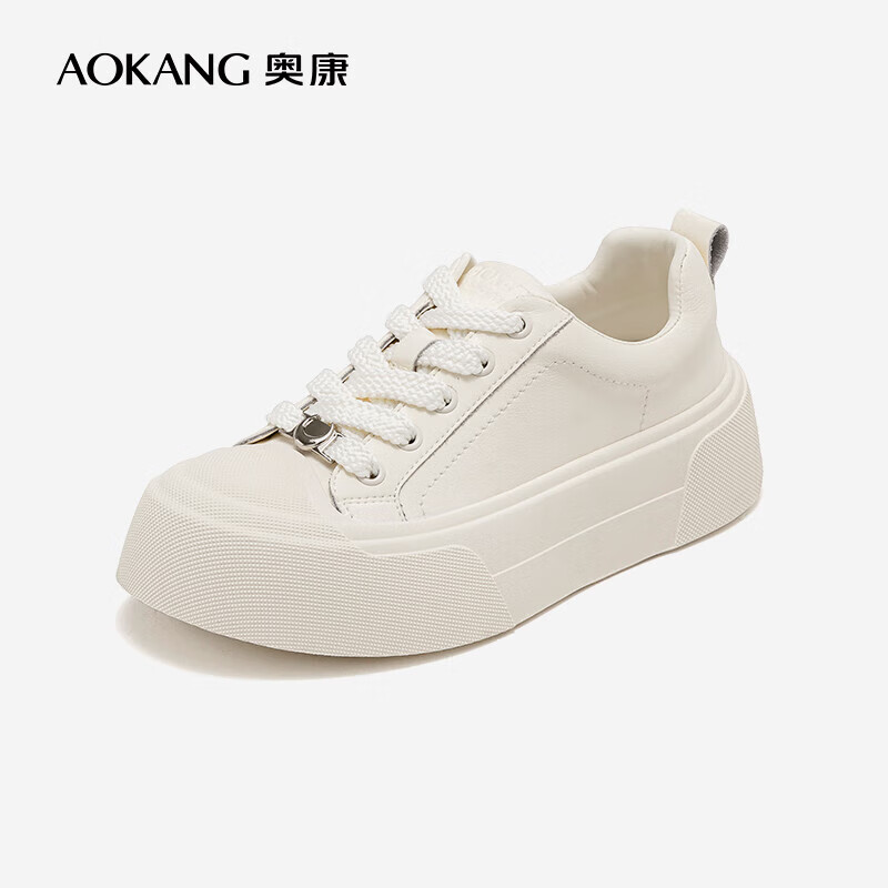 �¿���Aokang���ٷ�ŮЬ 2024�＾�¿�Բͷ�����ٴ����а�Ь���ʺ���������Ь �װ�ɫ 1244422066 38