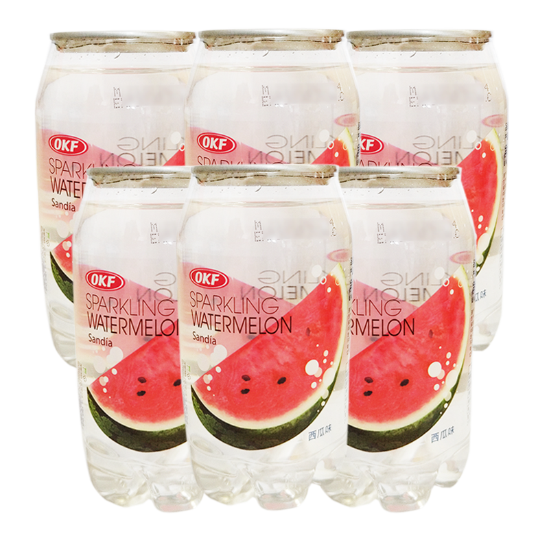 okf 韩国进口 西瓜味气泡水 350ml/瓶 碳酸汽水 网红果味饮料 6瓶