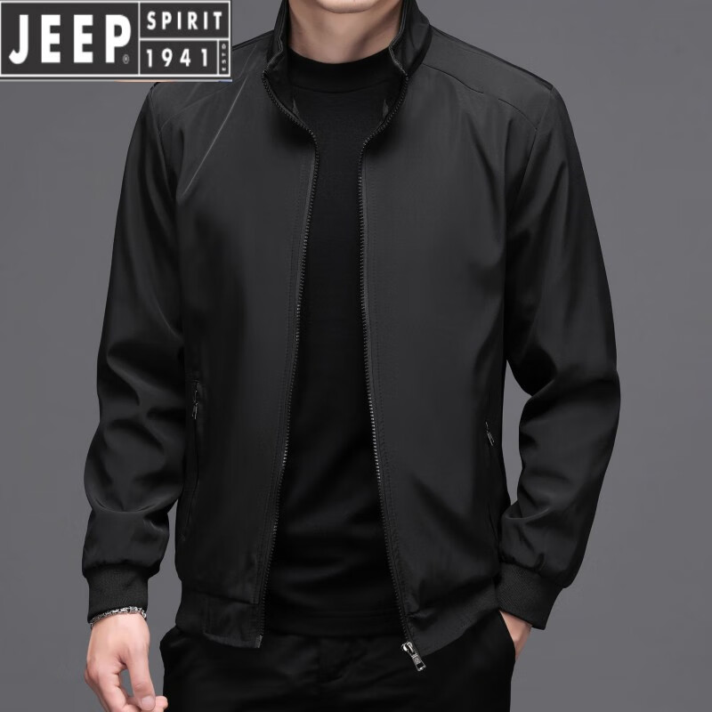 吉普(jeep)立领夹克男春秋新款商务休闲男装外套时尚短款中青年茄克衫