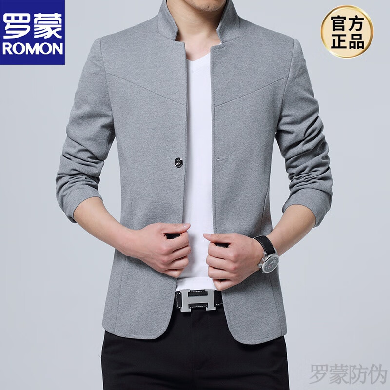 品牌高端立领西服男韩版潮流帅气中山装套装青年修身休闲小西装上衣男