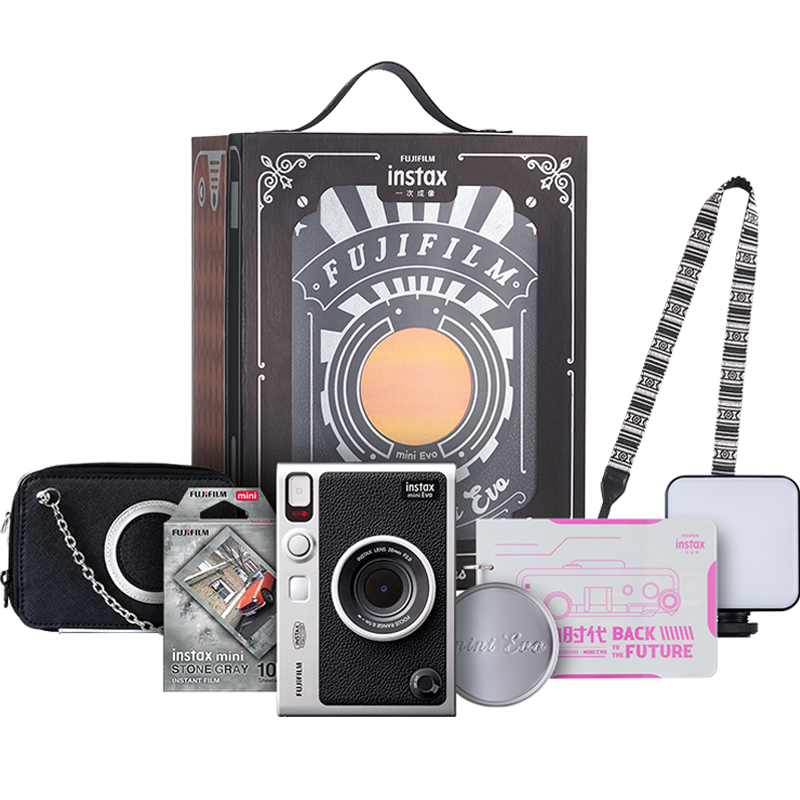 富士instax立拍立得 一次成像相机 mini Evo 【造梦时代】礼盒+相纸套装