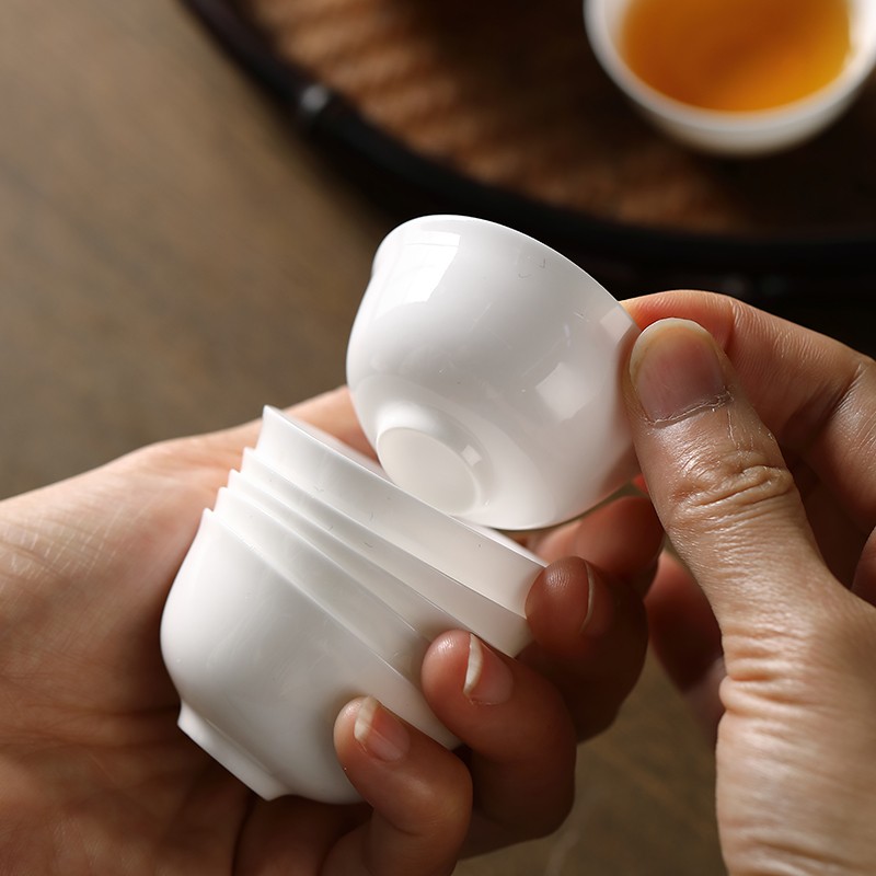 haomingtian潮汕骨瓷薄胎小茶杯 功夫茶具家用迷你品茶杯陶瓷纯白杯玉