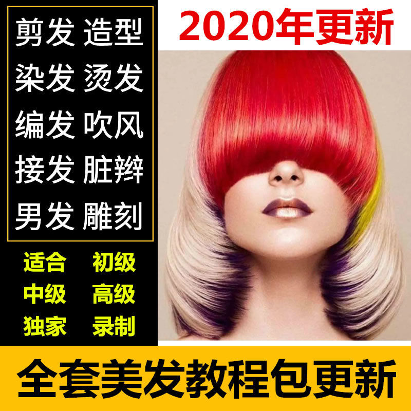 剪发烫染颜色吹风理发教学男士基础造型流行培训课程资料 美发教程
