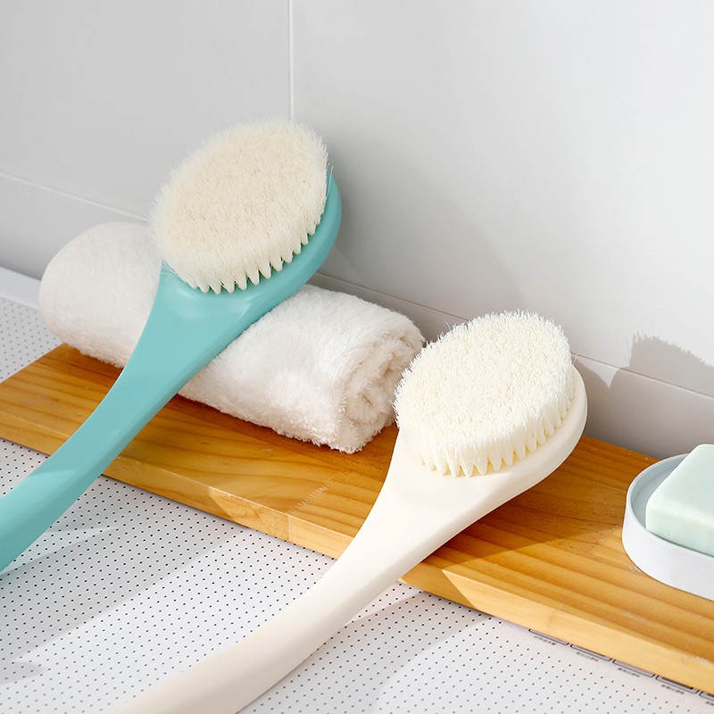 FaSoLa日式长柄洗澡刷搓后背刷背部去污搓澡刷软毛刷子沐浴刷洗浴刷 蓝色：（沐浴刷1把）