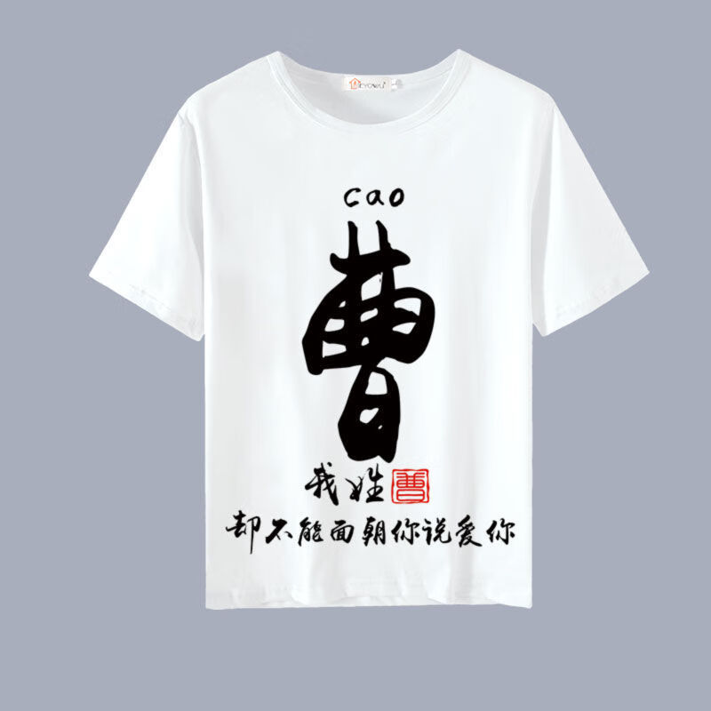 dicify新品中国风百家姓个性创意定制文字姓氏衣服短袖t恤男装夏 曹 6