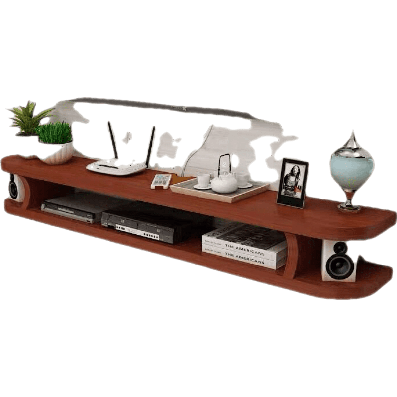 悬空式电视柜简易壁挂电视柜现代简约小户型悬挂式组合墙电视吊柜机顶盒置物架 80cm柚木