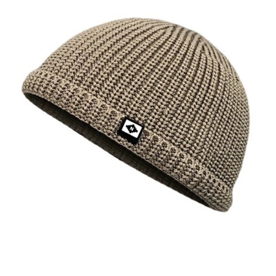 薄款无檐针织帽子男士女日系秋冬雅痞光头西瓜帽寸头瓜皮帽毛线帽 黑色