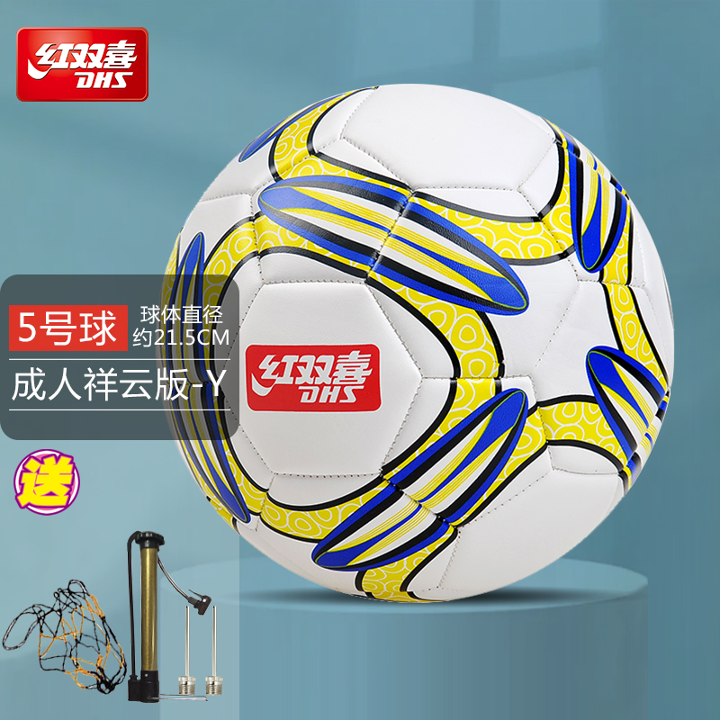 红双喜(DHS) 红双喜4号足球儿童小学生中考训练 专业幼儿园宝宝用球 5号祥云Y+气针气筒网兜
