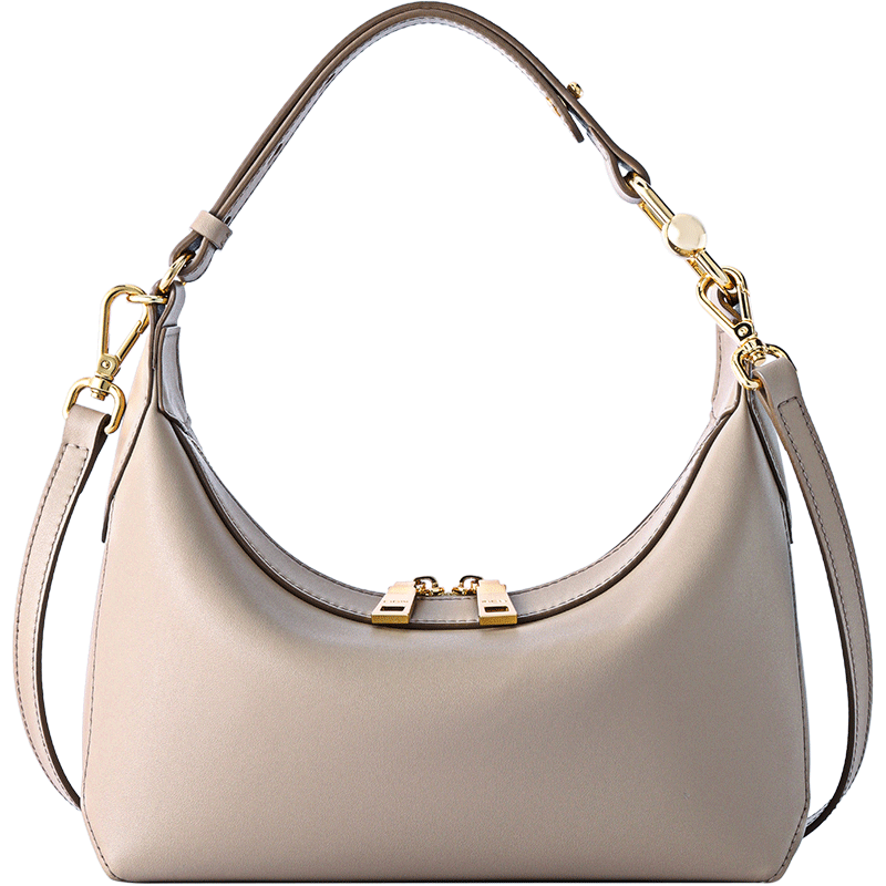 菲安妮fion真皮腋下包小众高级感牛皮月牙包单肩时尚女小号奶茶杏实付