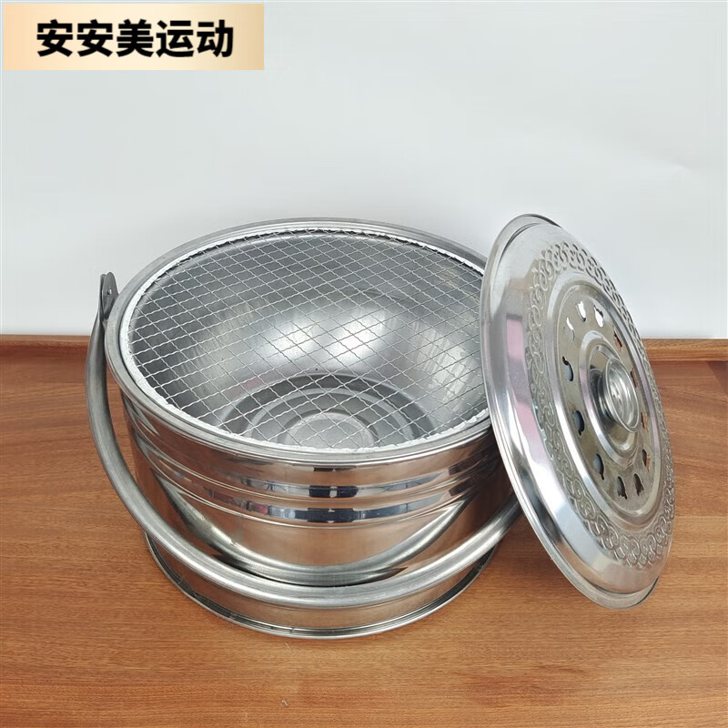 俪斋老式木炭烤火盆加厚木炭烤火炉取暖炉手提烤火盆家用移动木炭火炉