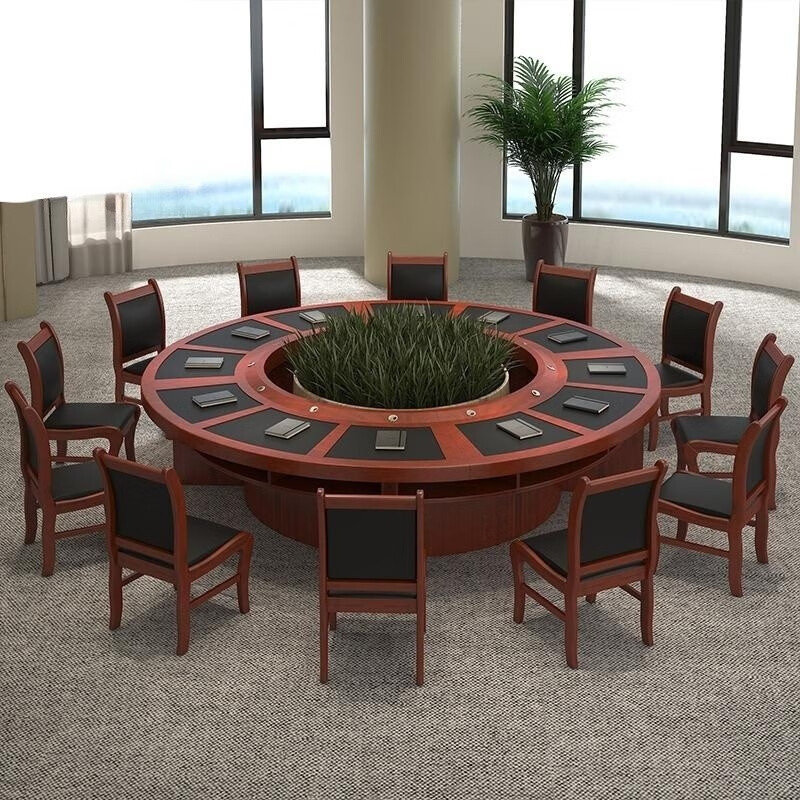 禧厢苑圆形会议桌大型开会桌多人开会桌圆扇形会议桌油漆弧形培训桌 3