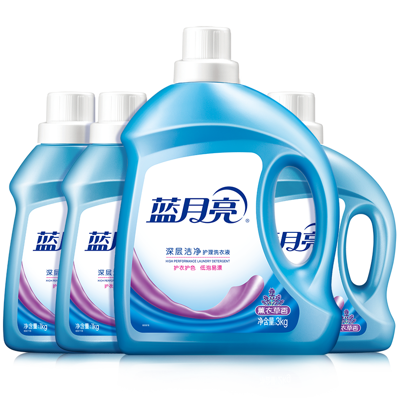 蓝月亮 深层洁净洗衣液 薰衣草香 3kg瓶+1kg瓶*3全瓶装 强效去污易漂洗 