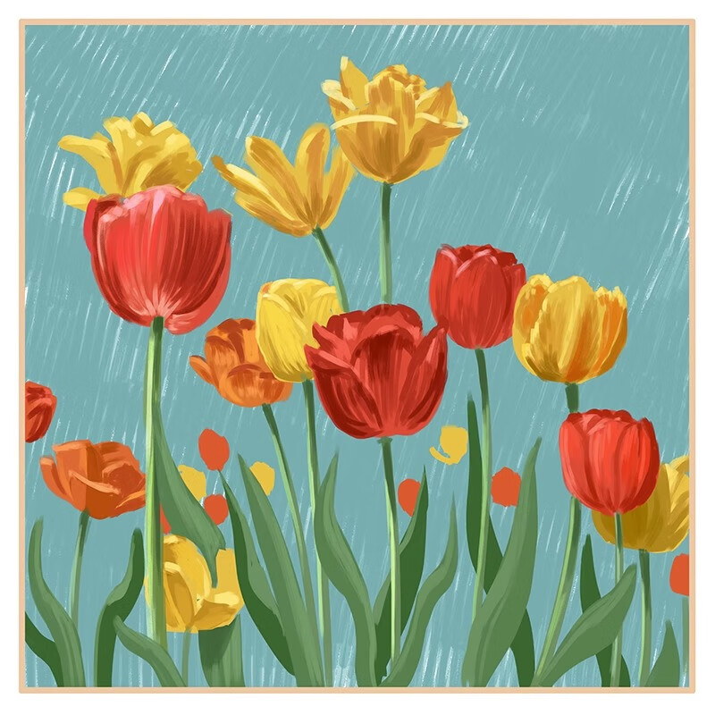 郁金香数字油画diy花卉填充油彩手工手绘填色治愈装饰初学者礼物