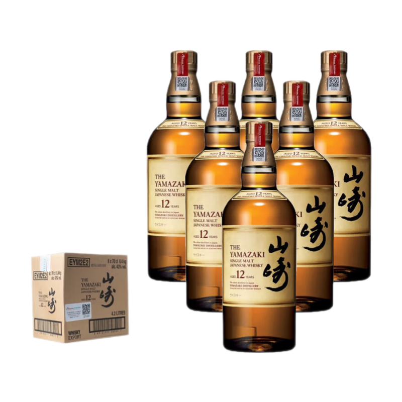 山崎行货山崎/白州/响威士忌宾三得利公司货单一麦芽日本威士忌洋酒 山崎12年原箱700mL6瓶