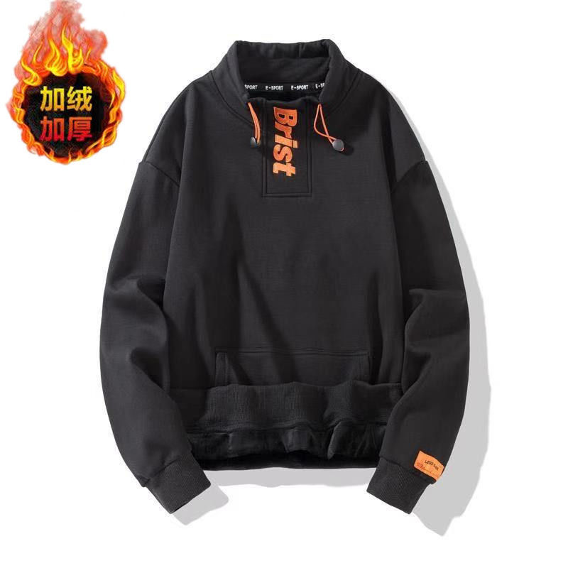 小鸢2021秋冬新款中领卫衣男潮流韩版宽松半高领加绒加厚男装打底上