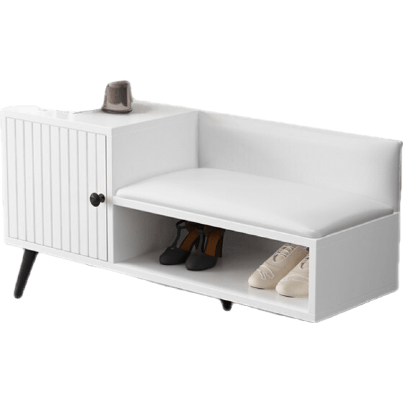 鑫恩理 鞋柜家用门口简约现代大容量小型鞋凳入户玄关柜收纳小户型储物柜 0.8m高雅白换鞋凳(黑色腿) 80x30x49cm  组装
