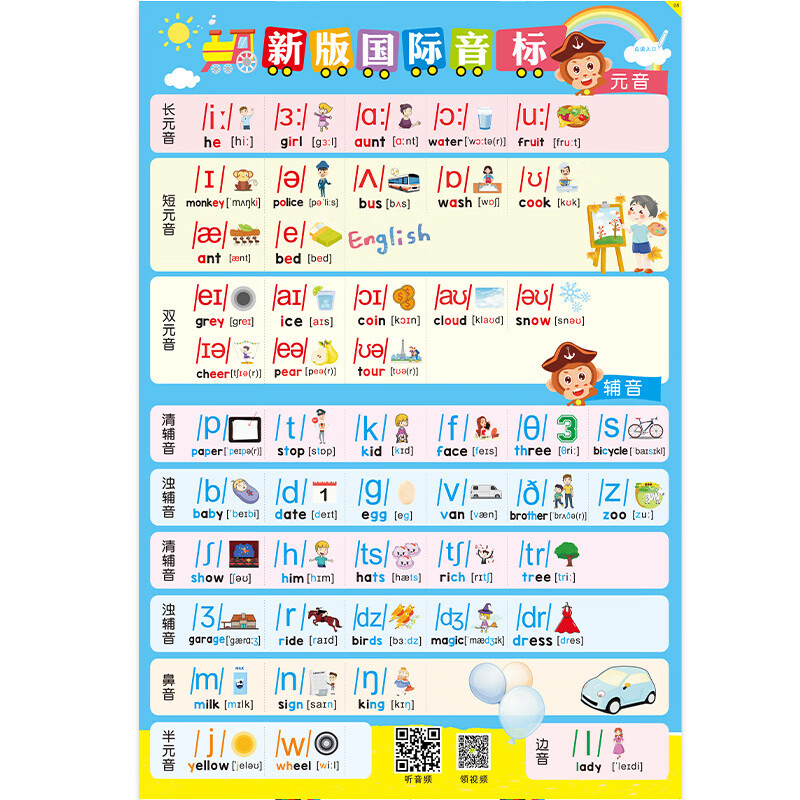 好沐音(haomuyin)20分钟学会48个音标 英语音标挂图表小学48个音标