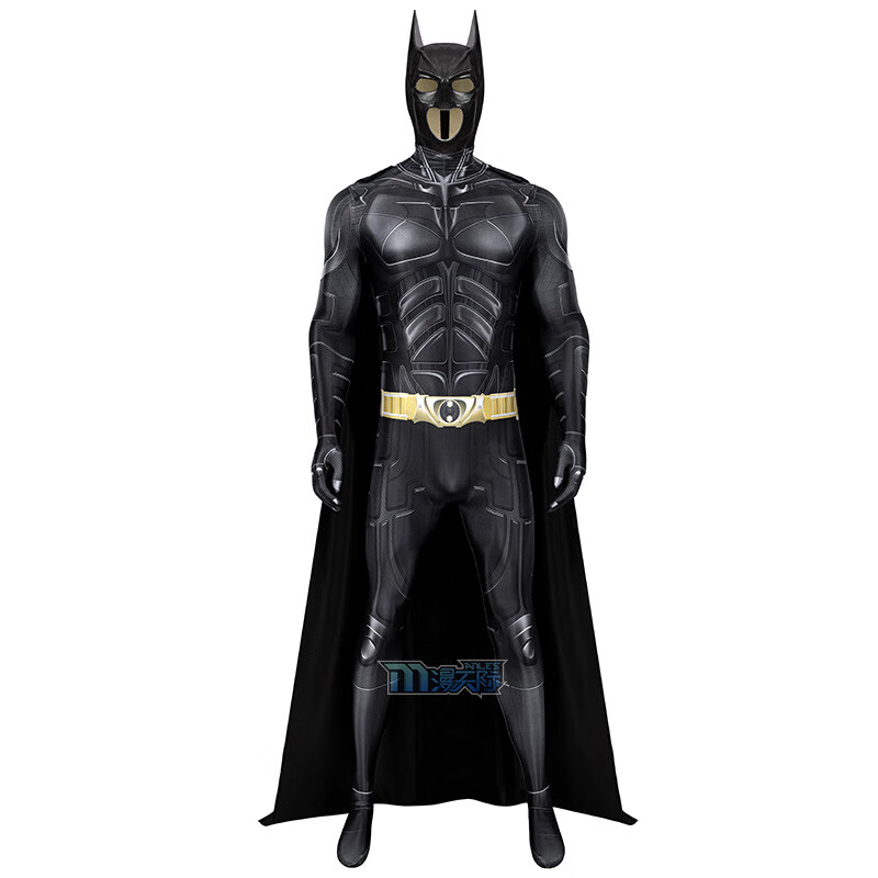 麦磊 cos服 蝙蝠侠黑暗骑士崛起cos紧身衣韦恩连体衣披风头套的 全套(含头套) XXXL