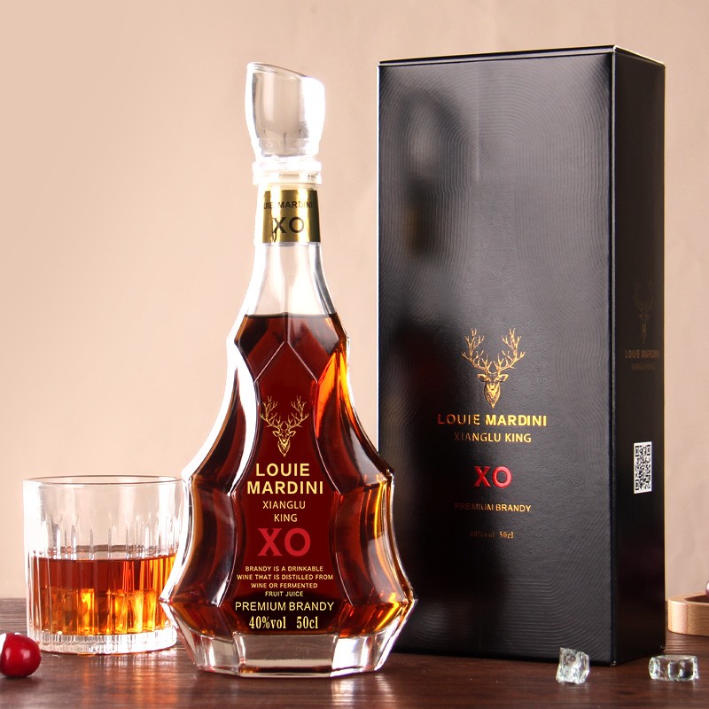洋酒xo 法国原酒进口 路易玛迪尼·祥鹿王白兰地 500ml礼盒装 祥鹿王