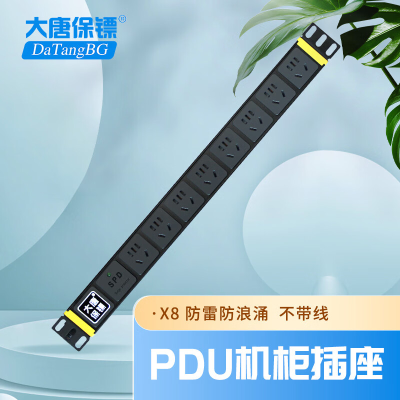 大唐保镖 pdu机柜插座工业插排电源分配单元大功率 不带线 防雷8位HP7000 不带线