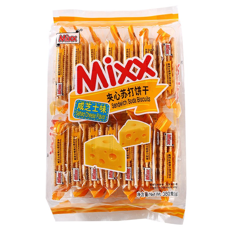 MIXX 夹心苏打饼干柠檬咸芝士味380g*2包办公休闲零食品早餐下午茶 咸芝士味380g*2包