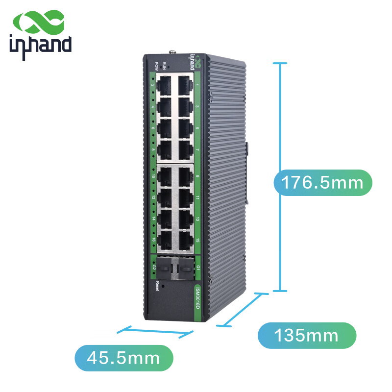 inhand18口2光16电 工业级以太网交换机 ISM3018D 企业网线分线器 宽带转换器 网管型环网 DIN导轨 光口定制型号