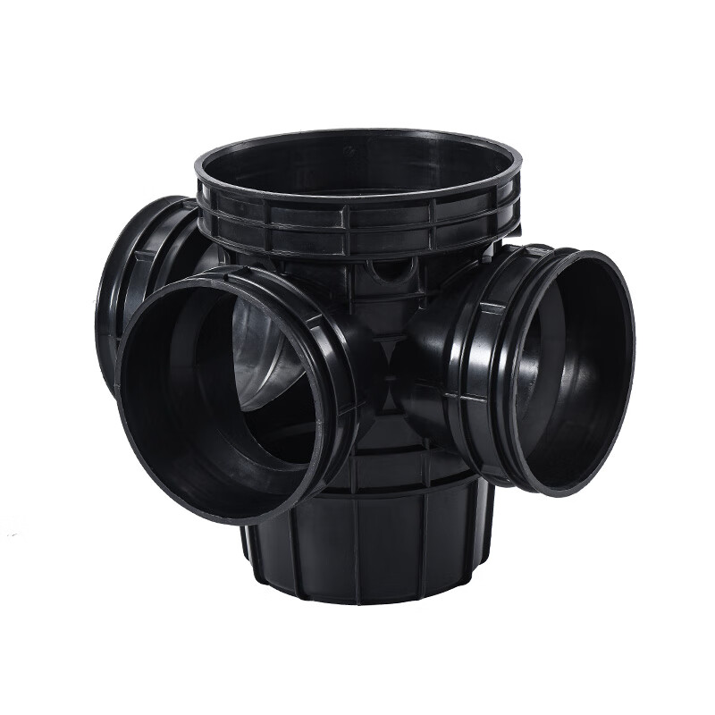 hdpe成品塑料检查井流槽井沉泥井雨水井直通三通四通井筒污水井 黑色