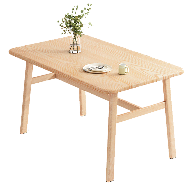 密林 小户型餐桌出租房家用现代简约吃饭桌长方形仿实木餐桌椅组合 140*80原木色 一桌四椅
