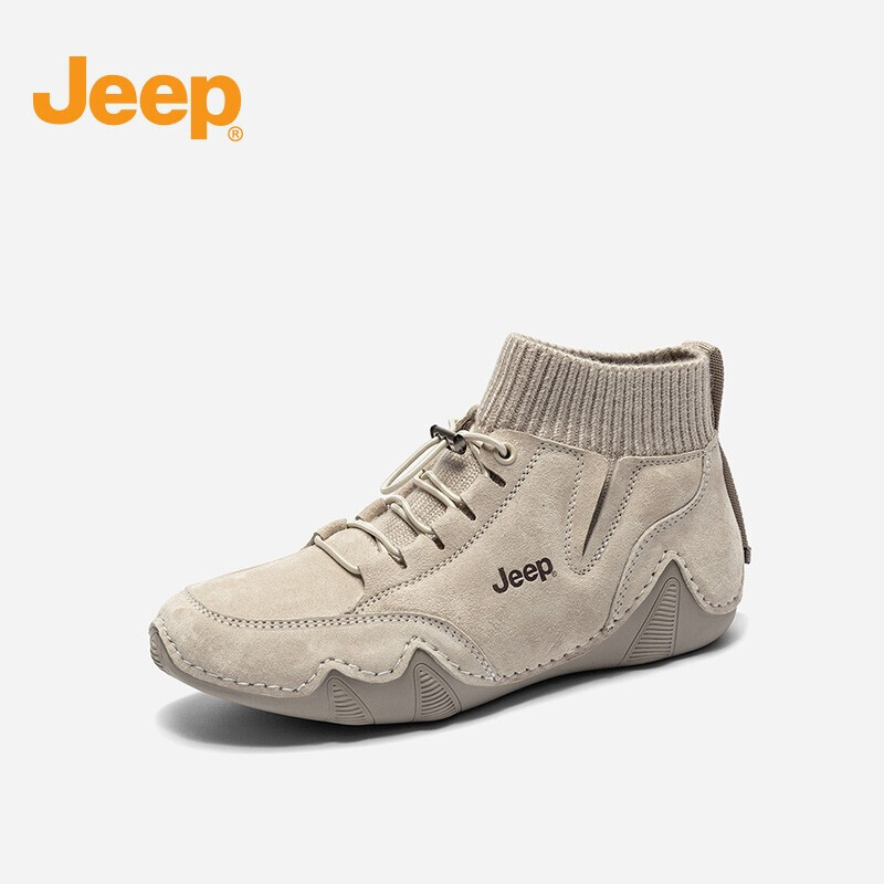 jeep吉普女鞋秋舒适平底百搭高帮鞋女士休闲运动鞋松紧带懒人鞋px213