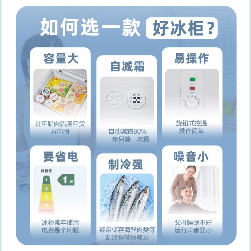 冰熊 冷藏冷冻转换家用商用节能小冰柜迷你卧式一级能耗小型变温冷柜 45A108【一级节能 标准款】