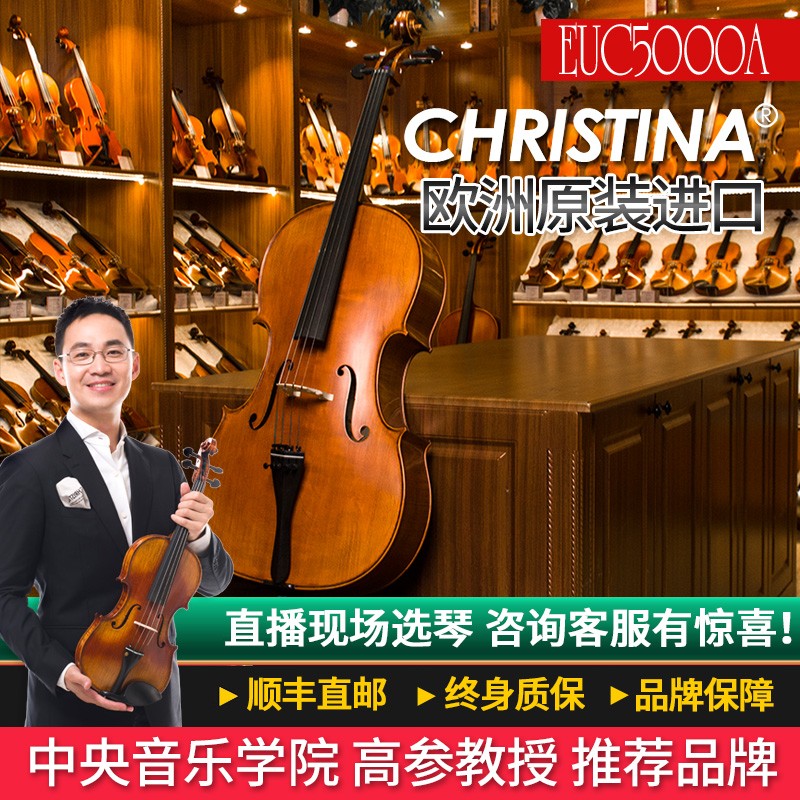 克莉丝蒂娜欧洲原装进口手工大提琴EUC5000A考级进阶收藏舞台演奏独凑乐器