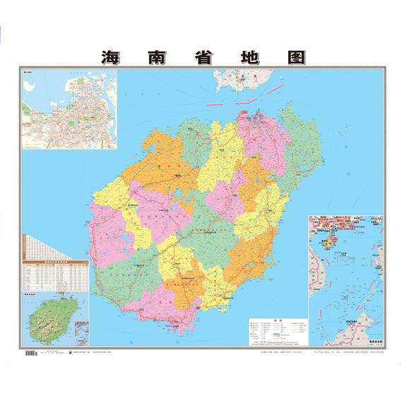 全新版2022款海南省地图办公室教室寝室墙贴学习地理交通旅游画 75