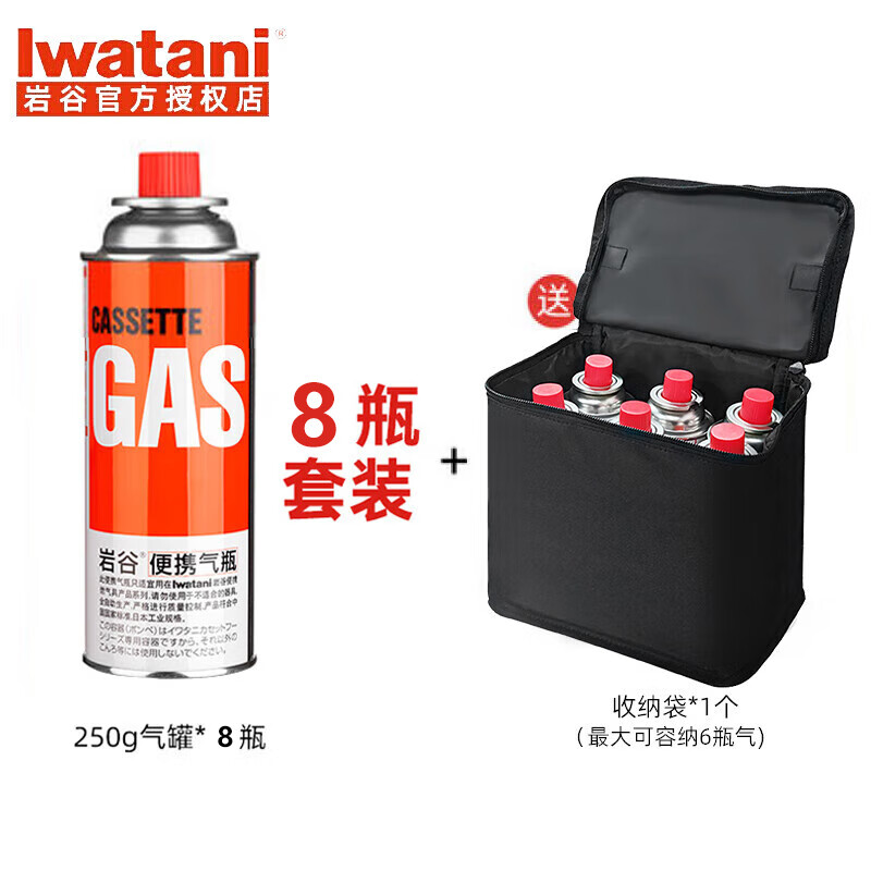 岩谷（Iwatani）多功能家用喷枪烧烤烘焙瓦斯卡式炉气罐点火器便携喷火枪头防爆 岩谷YG250g*8瓶+收纳包