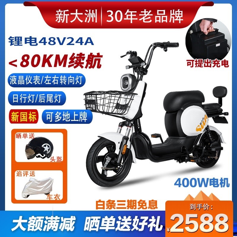 新大洲电动车 palla新国标电瓶车48v24ah可提锂电高续航成人外卖踏板