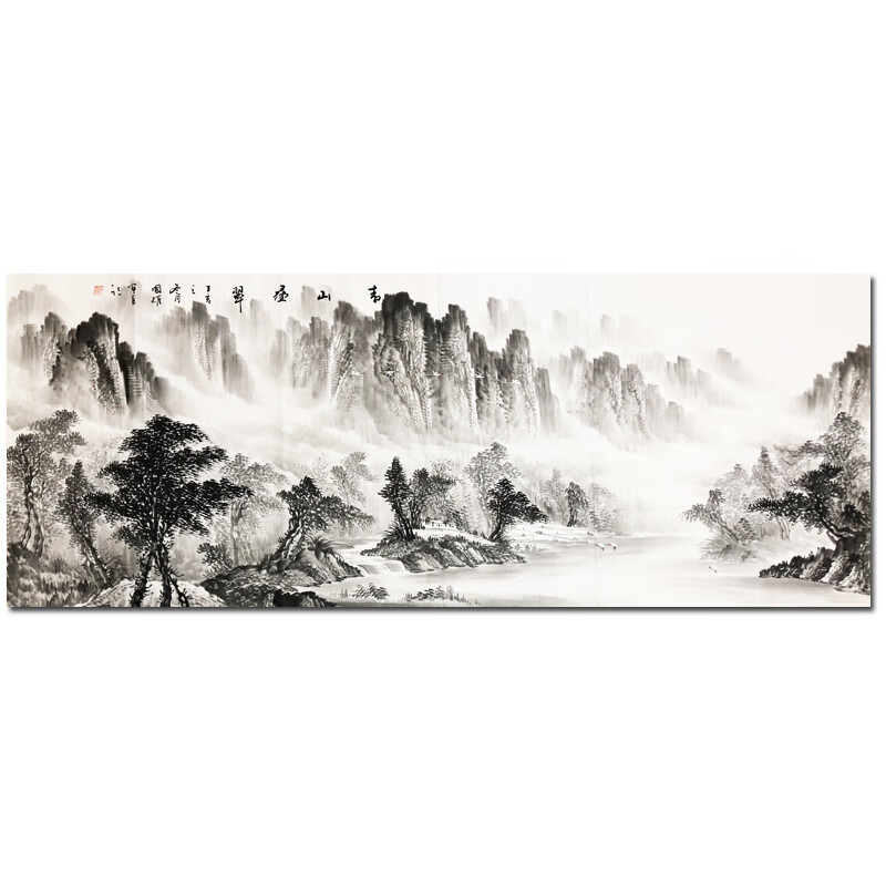 中国书画家理事周国耀青山叠翠》手写书法名家真迹手绘山水画字挂画