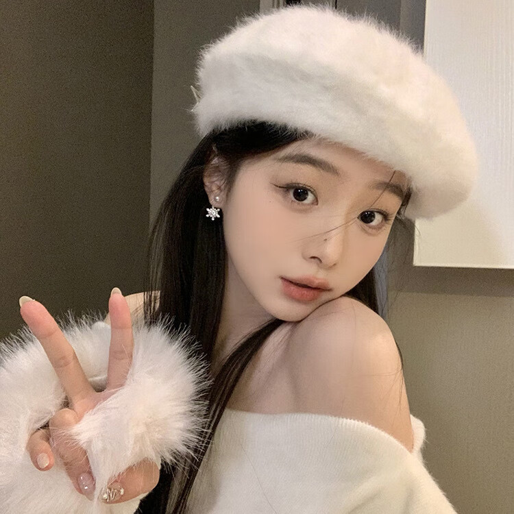 后挂式雪花珍珠耳环女秋冬新款2024小众耳饰耳钉 ed15珍珠雪花耳钉