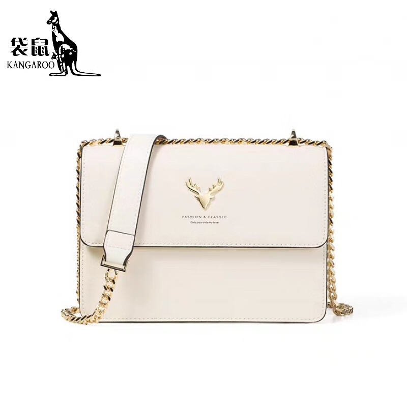 袋鼠(kangaroo)2024夏季新款时尚单肩包包一鹿有你斜挎包女士百搭眞皮