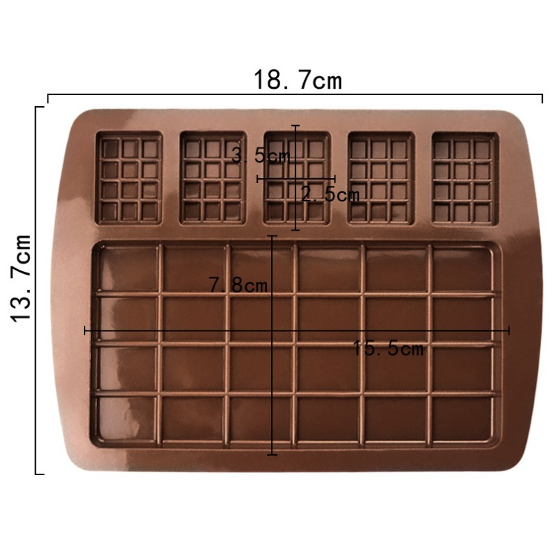 都茉 巧克力模具食品级硅胶长方形正方形小三角手工DIY磨具 6连正方形华夫饼巧克力模具