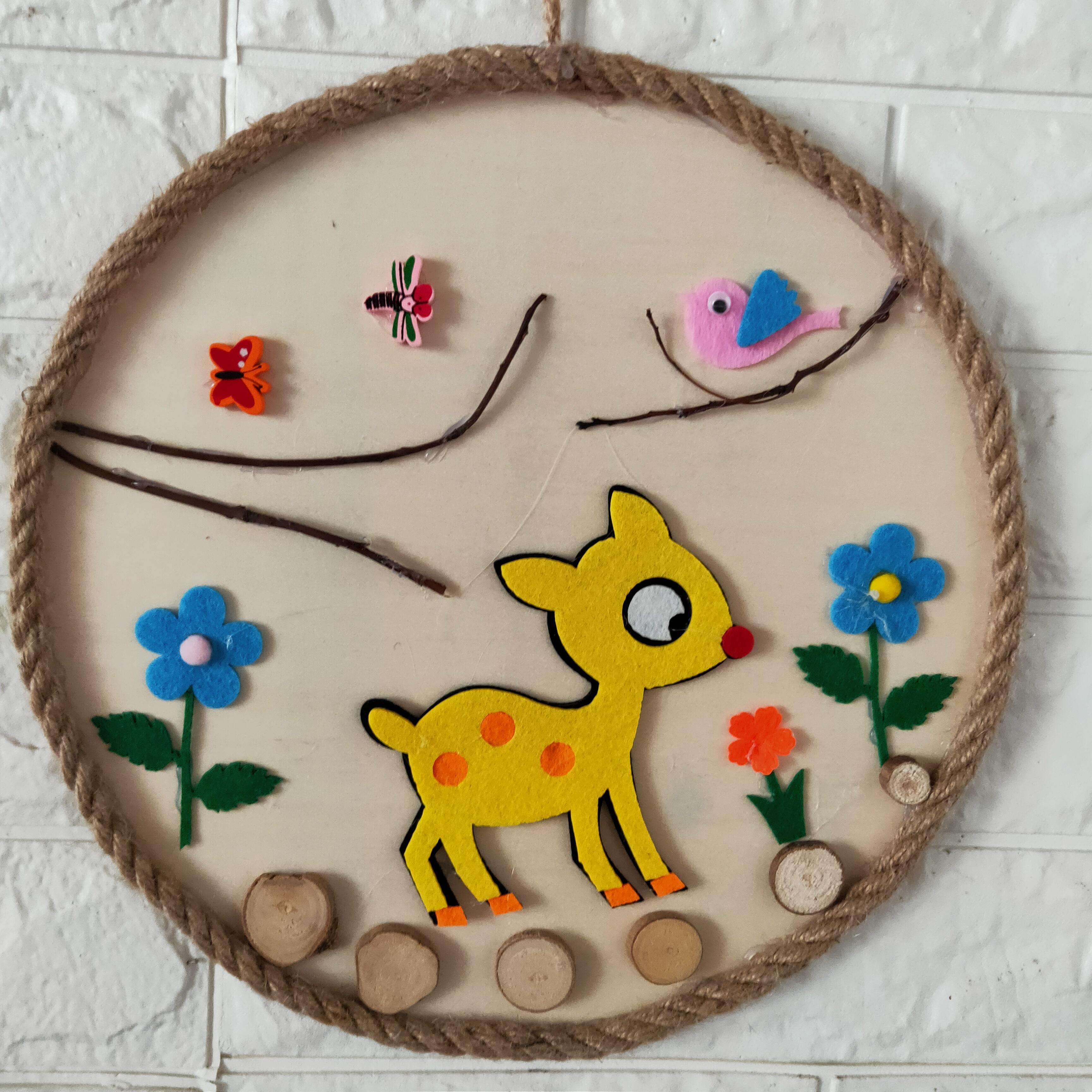 【精选直发】创意圆盘木板麻绳画手工材料包幼儿园环创室内挂饰壁饰