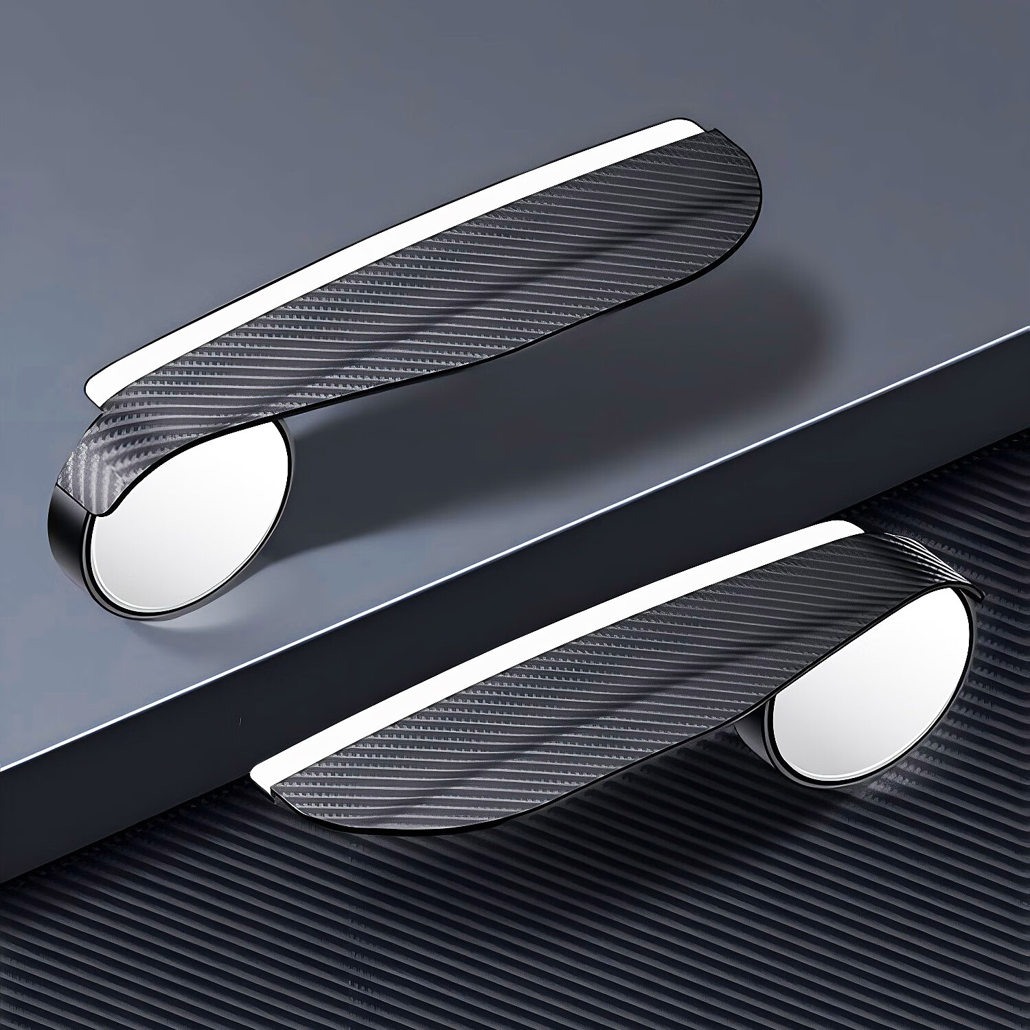 车载后视镜雨眉碳纤维二合一小圆镜挡雨板倒车盲区辅助镜子 1套2个装 【多功能二合一防雨眉小圆镜】